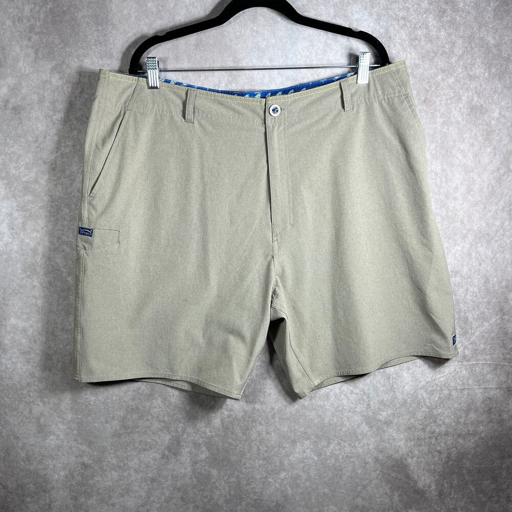 AFTCO Performance Fishing Shorts Mens 40‎ Beige Khaki Chino Outdoor Flat Front